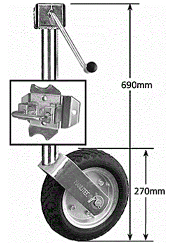 (196670) JWSW-10LBHD Heavy Duty  Jockey Wheel with U-Bolt Bracket